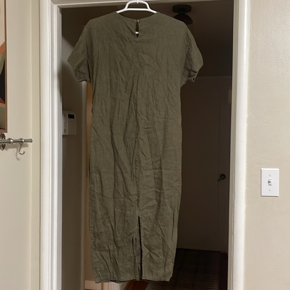 525 America Olive Green Linen Wrap Dress - Picture 7 of 9